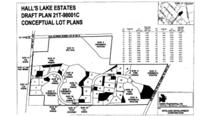 Hall's Lake Estates Development map with lot area size